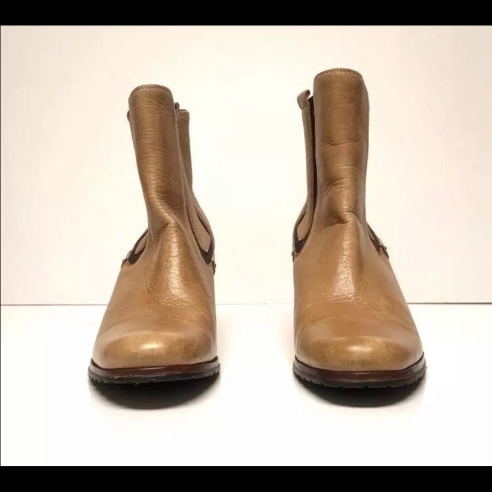 Cole Haan Ankle Boots Leather Vibram Pull On Tan